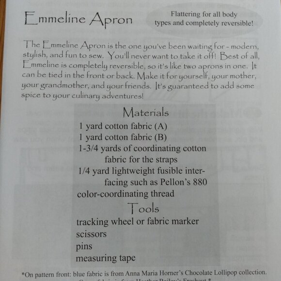 Reversible Apron Sewing Pattern UNCUT Baking Cooking Kitchen - Picture 4 of 9